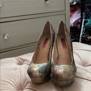 Betsey Johnson Multicolor Floral Heels